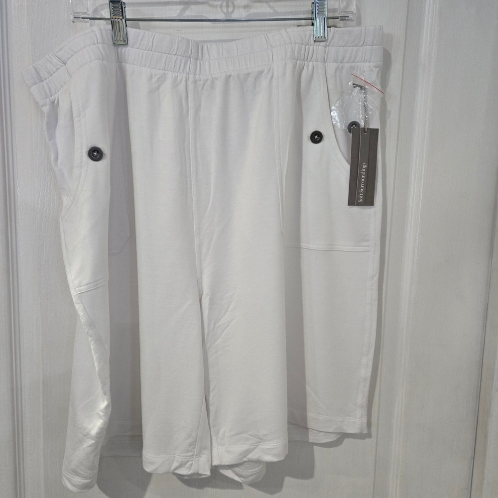 Soft Surroundings Knit Shorts‎ Womens XL White NWT Elastic Waist clean girl